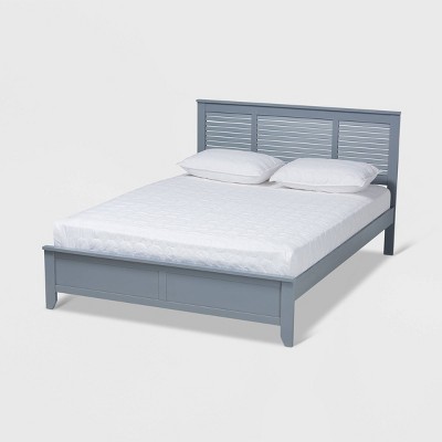 Adela Wood Platform Bed Gray - Baxton Studio