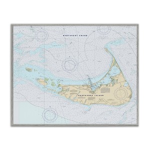 Stupell Industries Nantucket Island Coastal Massachusetts Traditional Nautical Map, 14" x 11" - 1 of 4