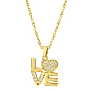 Gold Titanium Steel "LOVE" & Heart Modern Women's Necklace - 1 of 4