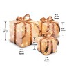 6" 8" and 10" Prelit 3pc White Sisal Gift Boxes with Red Checkered Gold Bows Clear Lights - National Tree Company - 4 of 4