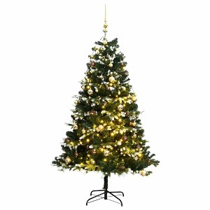 vidaXL Artificial Hinged Christmas Tree Green & White PVC, PE, Metal - 1 of 4