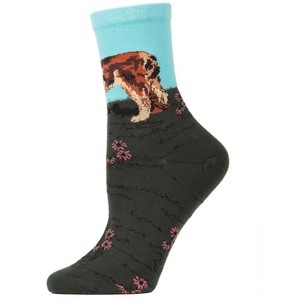 Memoi Women's Saint Bernard Art Cotton Blend Crew Sock Blue 9-11 - 1 of 4