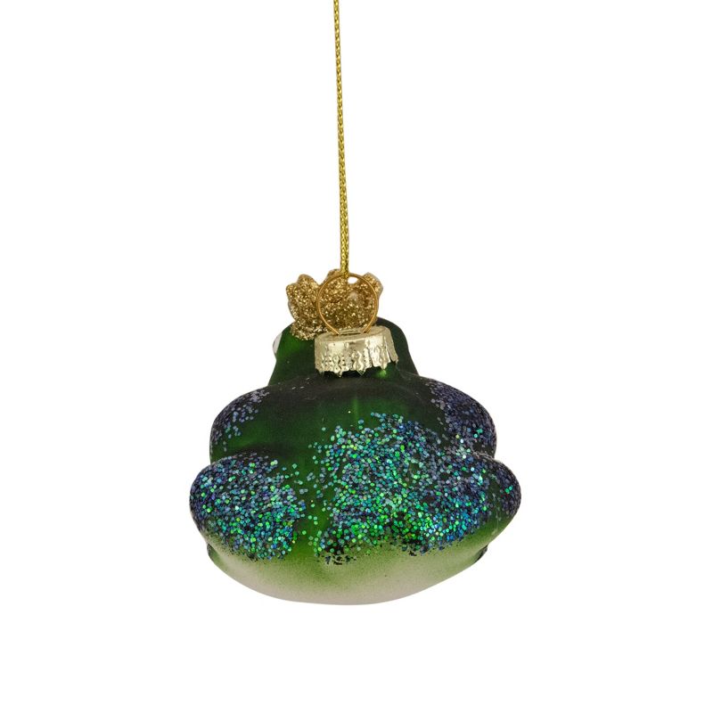 Northlight 3" Green and White Prince Frog in a Gold Crown Glass Christmas Ornament, 5 of 6