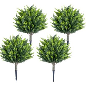 Acekool Set of Artificial Topiary Ball Trees with Metal Ground Spikes, UV Resistant Cedar/Eucalyptus for Garden Patio Indoor Outdoor, Easy Install - 1 of 4
