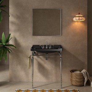 KIGFTSOD 28" Bathroom Console Sink, Wall-Mounted White Ceramic Vanity Basin with 3 Pre-drilled Faucet Holes, No Faucet - 1 of 4