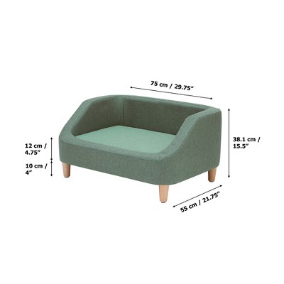 Sea Green Linen Elevated Pet Sofa for Small Dogs