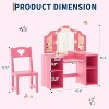 Garvee 2 in 1 Wooden Princess Makeup Desk Dressing Table, Kids Vanity with Mirror, Light,Stool & Drawer - 3 of 4