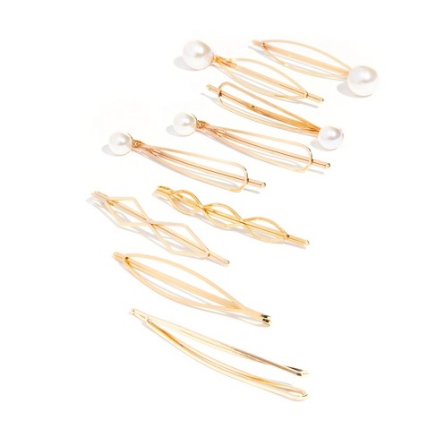 L. Erickson Oblong Pearl/geo Bobby Hair Clip - 9pk : Target