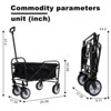 FURNIinspire Outdoor Serving Carts Minimeetall Multi-use Bag Collapsible Foldable Wagon Cart Beach Wagon for Camping, Black, 25.98"*17.32"*37.4" - 3 of 4
