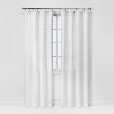 Photo 1 of 1pc 54&#34;x84&#34; Sheer Contrast Edge Window Curtain Panel White/Natural