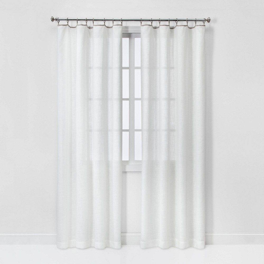 1pc 54"x84" Sheer Contrast Edge Window Curtain Panel White/Natural - Threshold™