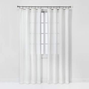 54"x84" Sheer Contrast Edge Window Curtain Panel White/Light Brown - Threshold™