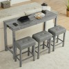 4-Piece Bar Height Dining Set with Power Outlet and 3 Upholstered Stools - 2 of 4