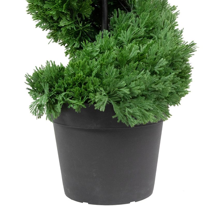 Northlight Real Touch™ Artificial Cedar Spiral Topiary Tree in Black Pot, Unlit - 5', 4 of 7