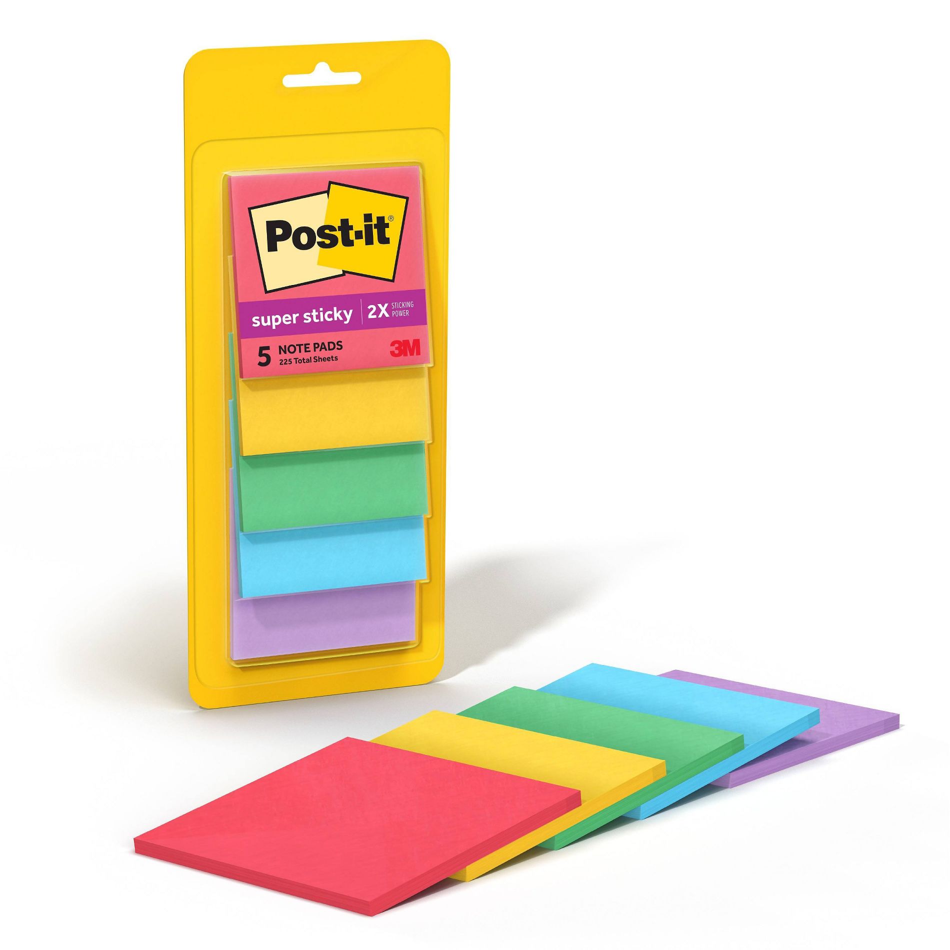 Post-it 5pk 3" x 3" Super Sticky Notes 45 Sheets/Pad - Marrakesh Collection: Multicolor Office Supplies, Art & Design