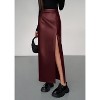 Women's 2025 Faux Leather Pencil Skirt - High Waist Slit Maxi for Office & Winter Fashion Dark Burgundy - 4 of 4