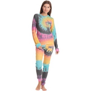 Just Love Women's Tie Dye Two Piece Thermal Pajama Set - 1 of 3