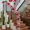 6 Ft Artificial Holiday Garland - Pre-Lit & Lighted with 20 LED Lights, Bows & Poinsettia | Indoor Outdoor Xmas Decoration for Window - 4 of 4