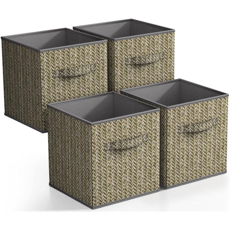 Sorbus 11 Inch 4 Pack Printed Fabric Foldable Storage Cube Bins with Handle - Organization & Storage for Closet, Bedroom, and more, 1 of 7