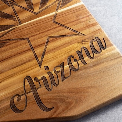 Arizona State Shaped Acacia Wood Cutting Board with Laser Engraving