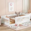 CAVINAS Twin/Full Size White Bed Frame with Heightened Guardrails,Solid Wood Floor Bed for Kids Room,Bedroom - 2 of 4