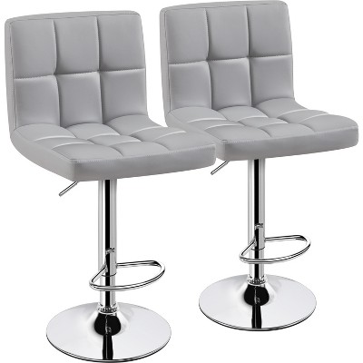 Yaheetech 2pcs Adjustable PU Leather Swivel Stool Armless Chairs with Bigger Base