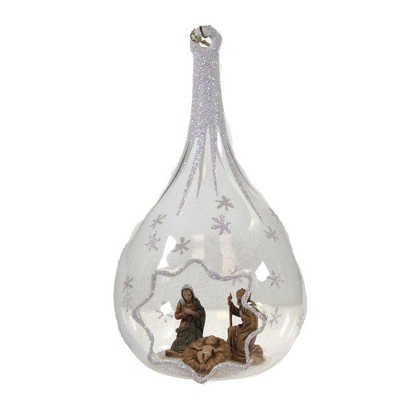 Italian Ornaments 5.25" Teardrop Dome W/ Nativity Ornament Italian Religious  -  Tree Ornaments