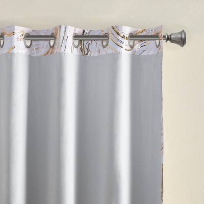 Blush and Gold Marble Print Blackout Grommet Curtains