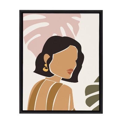 18" x 24" Sylvie Boho Abstract Face Framed Canvas by the Creative Bunch Studio Black - Kate & Laurel All Things Decor