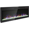 Recessed Ultra-Thin Tempered Glass Electric Fireplace with Remote, Multi-Color Flame & Emberbed, LED Light Heater - 2 of 4