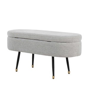 CAVINAS Rectangular Polyester Storage Ottoman Bench with Hinged Lid,Upholstered Storage Ottoman,Storage Benches for Living Room,Bedroom - 1 of 4