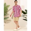 Lars Amadeus Men's Stripe Short Sleeved Color Block Button Down Beach Shirt - 4 of 4