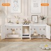 55" Double Cat Litter Box Enclosure, Hidden Cat Furniture Cabinet, TV Stand Side Table, Wood Finish - 4 of 4