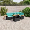 vidaXL 6 Piece Patio Sofa Set with Cushions Black Poly Rattan - Black without storage - 2 of 4