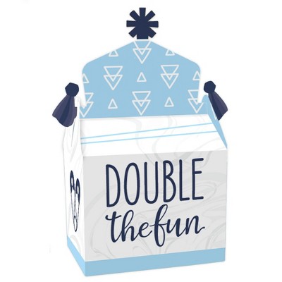 Big Dot of Happiness It's Twin Boys - Treat Box Party Favors - Blue Twins Baby Shower Goodie Gable Boxes - Set of 12