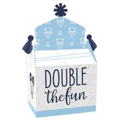 Big Dot of Happiness It's Twin Boys - Treat Box Party Favors - Blue Twins Baby Shower Goodie Gable Boxes - Set of 12