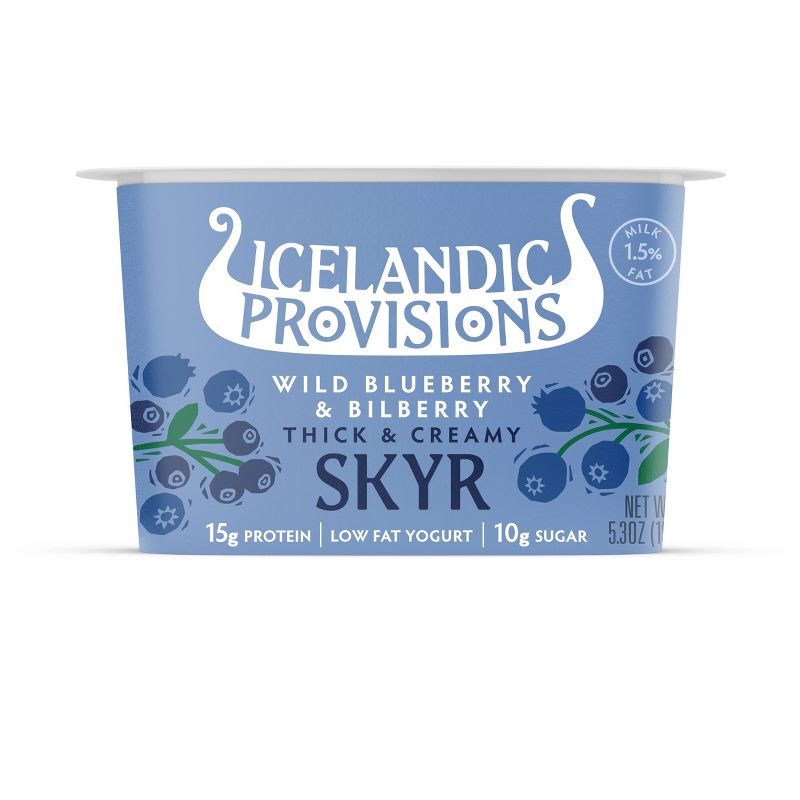 Icelandic Provisions Blueberry & Bilberry Skyr Yogurt - 5.3oz, 1 of 8