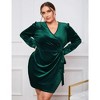 YesFashion Womens Plus Size Long Sleeve Velvet Mini Dress Wrap V Neck Ruched Bodycon Cocktail Party Club Dress - 4 of 4