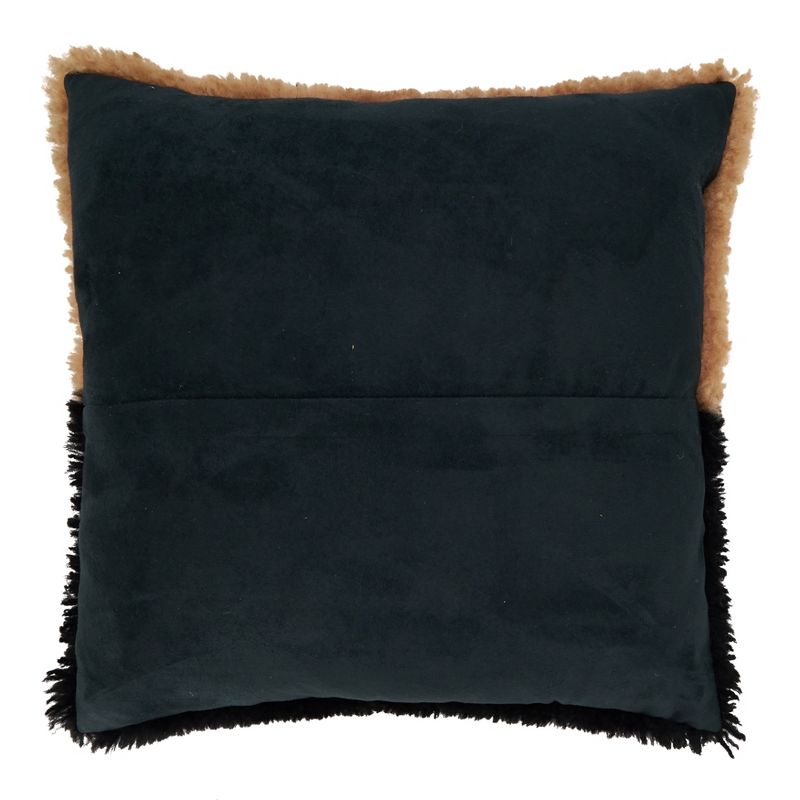 Saro Lifestyle Luxurious Sheep Fur Poly Filled Pillow with Two-Tone Elegance, 2 of 4