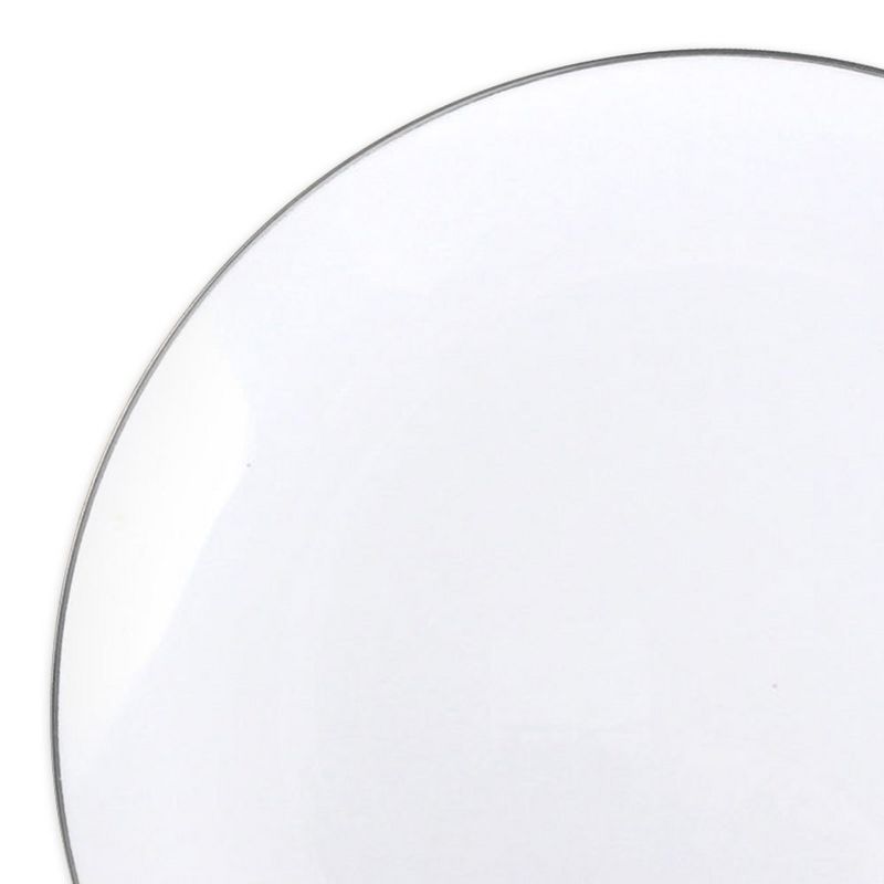 Smarty Had A Party 10.25" White with Silver Rim Organic Round Disposable Plastic Dinner Plates (120 Plates), 2 of 3