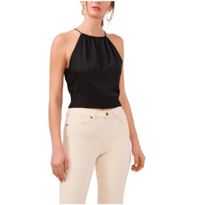 1.STATE Womens Tie Back Gathered Neck Halter Top Shirt