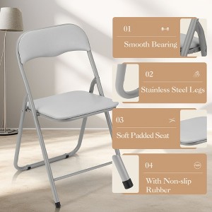 4 Pcs Folding Chairs, Lightweight Foldable Chair with Soft Padded Seat and Erogonomic High Back, Portable Metal Frame Stackable Chair with Non-slip - 1 of 4