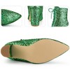 Perphy Women's Glitter Lace-Up Pointed Toe Block Heel Ankle Boots - 3 of 3