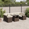 vidaXL Patio Sofa Set with Cushions Outdoor Furniture 8 Piece Poly Rattan - Brown and cream without storage - 2 of 4