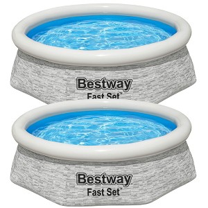 Bestway Above Ground Swimming Pool Set, 8' x 24" Round Inflatable Outdoor Backyard Pool with 497 Gallon Water Capacity and 330 GPH Filter Pump, 2 Pack - 1 of 4