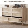 6 Drawer Dresser, 47 Inch Natural Rattan Chest of Drawer, Large Wooden Dresser with 5 Solid Wood Legs, Farmhouse Dresser for Bedroom, Living Room, - 2 of 4