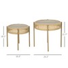 VYNXARIA 2 Piece Wicker Patio Table Set, PE Rattan End Table Set, Outdoor Round Coffee Table Set, Multi-Functional, Slatted Metal Top, Brown - 2 of 4