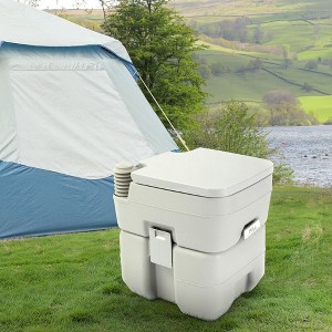 DOMETOUR Lightweight Portable Toilet Gallon Flushable Camping Toilet, Sanitary Outdoor Travel Toilet for Tents Boats Semi Trucks RV Campers Gray - 1 of 4