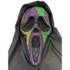 Ghost Face Scream Mask with Mardi Gras Bling - Purple, Green, Gold Rhinestones, Black Sparkle Shroud - Officially Licensed Fun World Mask - 2 of 4