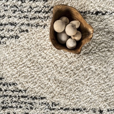 Cozy Moroccan Shag Square Area Rug with Braided Tassels, White